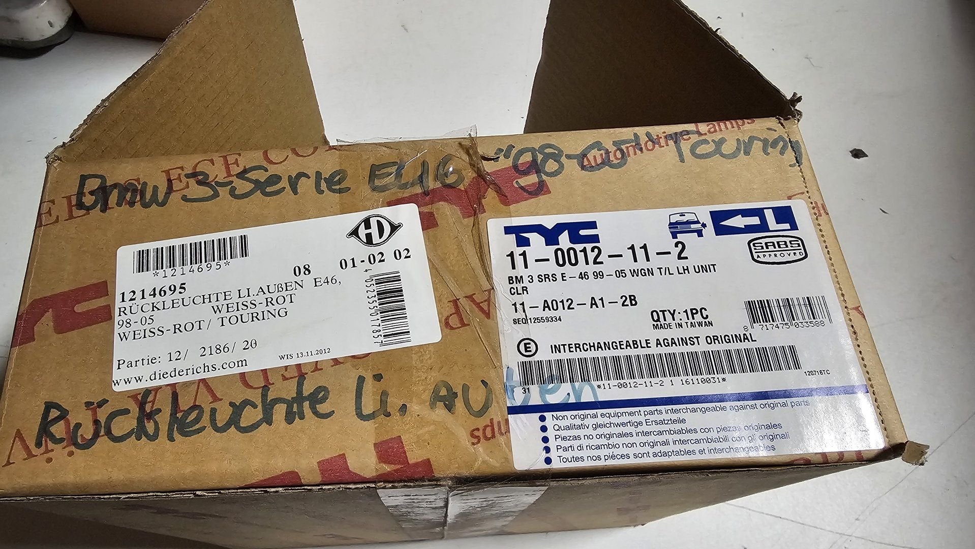 Achterlicht links wit rood BMW 3 serie E46 Touring 1214695 1, -, Nieuw, Ophalen of Verzenden, -