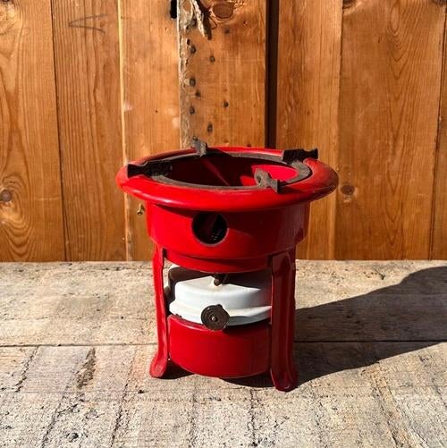 Petroleumstel emaille rood Ø 18 cm hoog 18 cm origineel, Ophalen of Verzenden