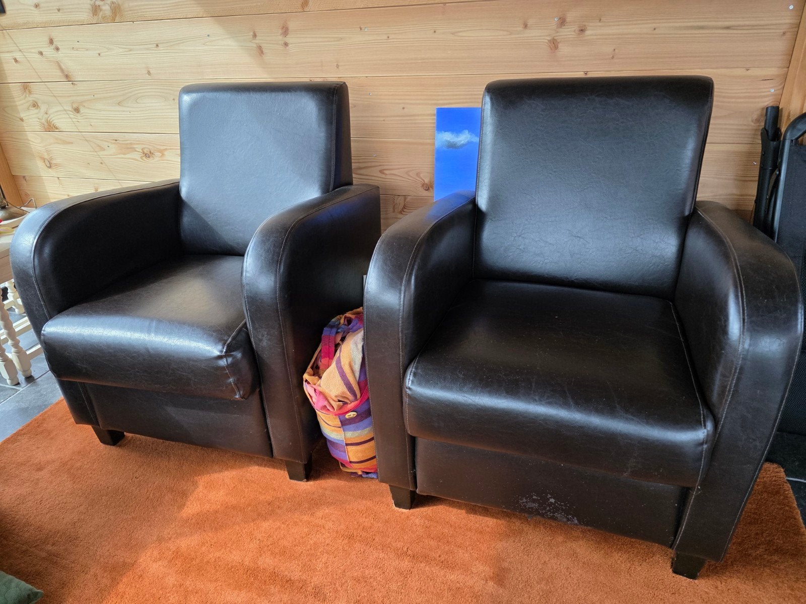 2 donkerbruine fauteuils GRATIS, Ophalen, Gebruikt, 75 tot 100 cm, Landelijk