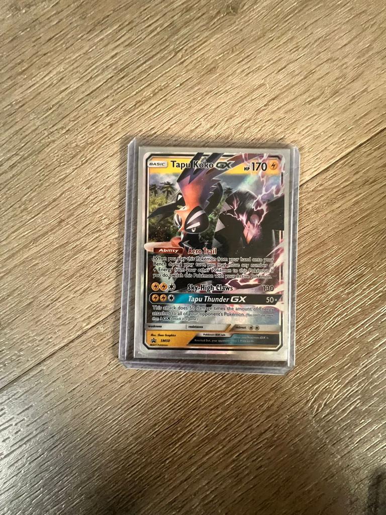 Pokémon Kaarten: Tapu Koko GX, Gordie Trainer, Pikachu, Ophalen of Verzenden, Zo goed als nieuw, Meerdere kaarten, Foil