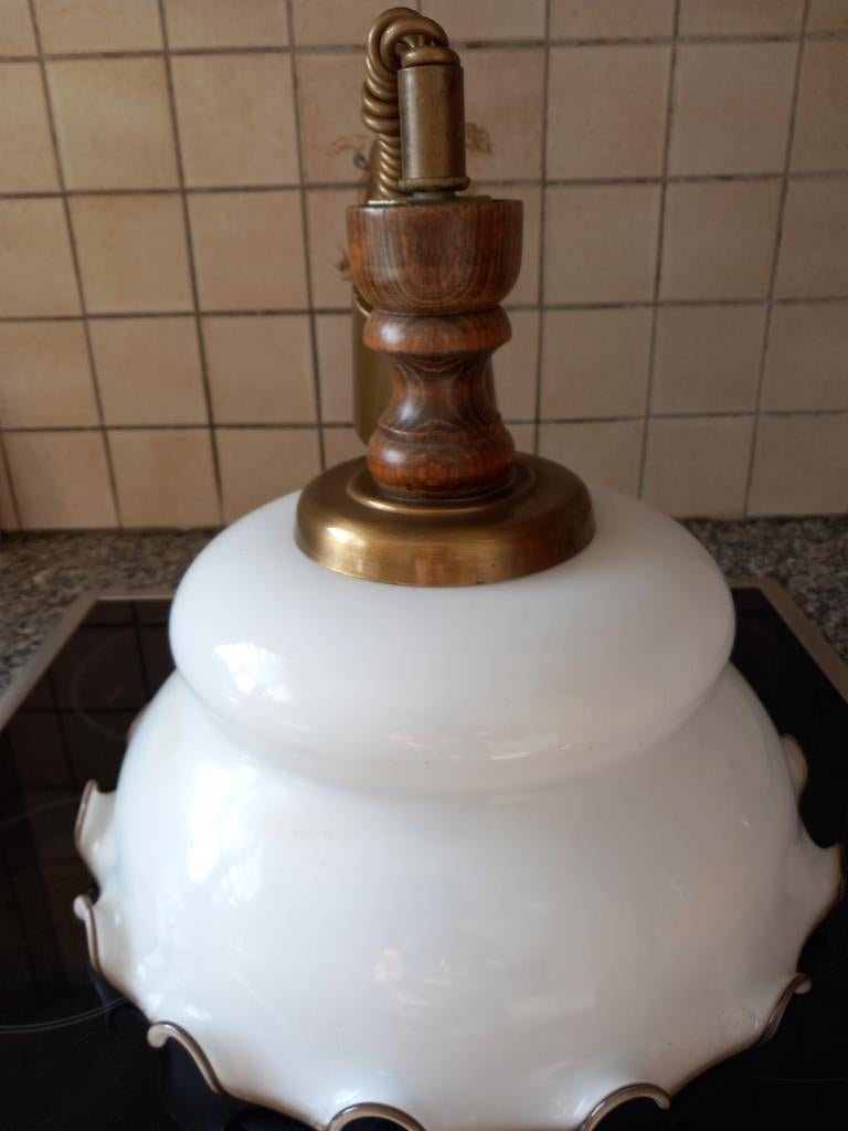 Vintage hanglamp in hoogte verstelbaar met trekveer, Ophalen of Verzenden