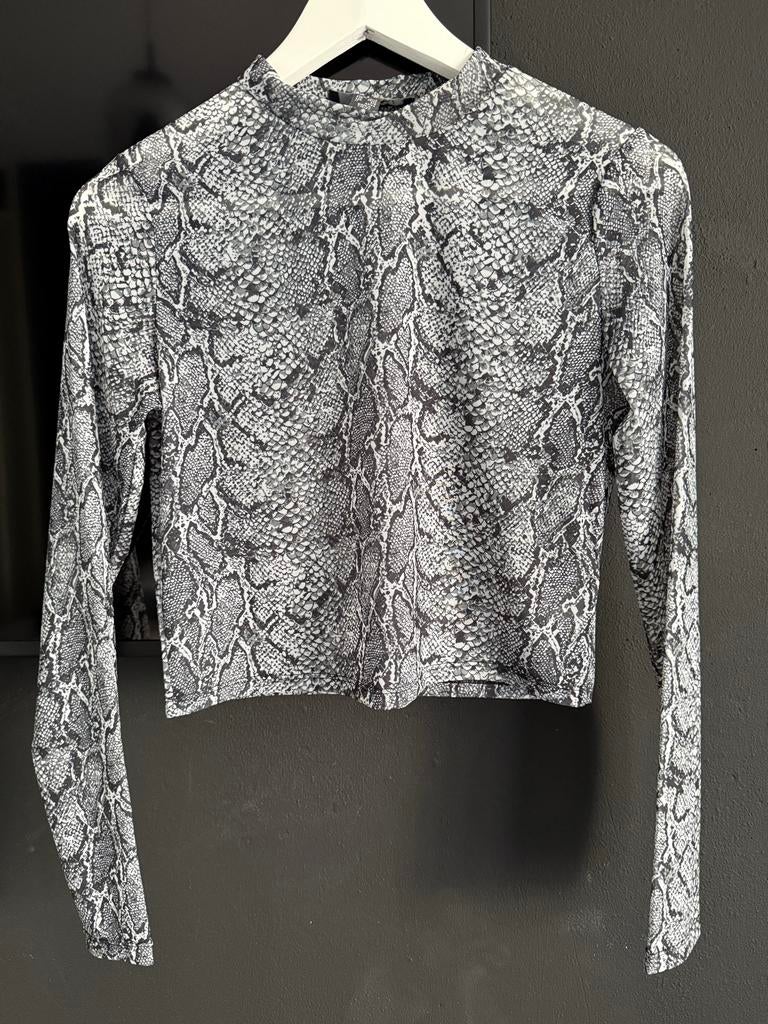 Primark Mesh Top met Slangenprint, Zwart, Ophalen of Verzenden, Lange mouw, Maat 36 (S)