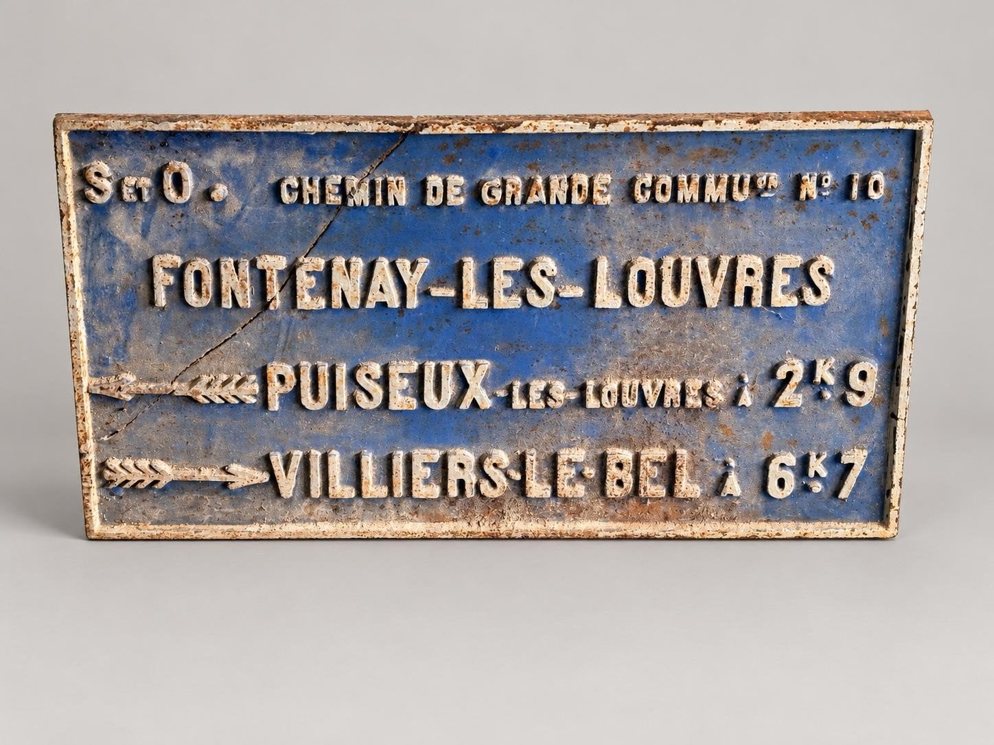 Antiek Frans Gietijzeren Wegwijzer – Ca 1870 -  (60x 40 cm), Ophalen, Gebruikt