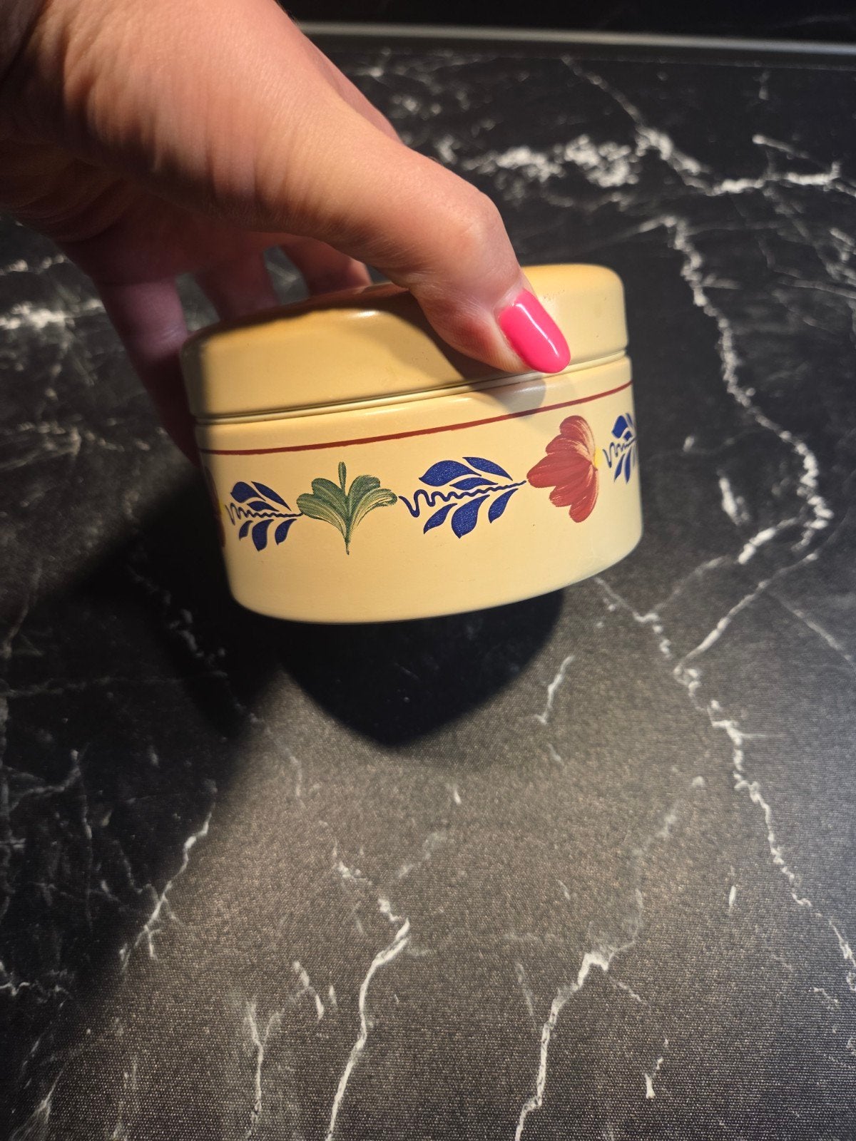 Vintage Brabantia voorraadpot met bloemmotief, Ophalen of Verzenden