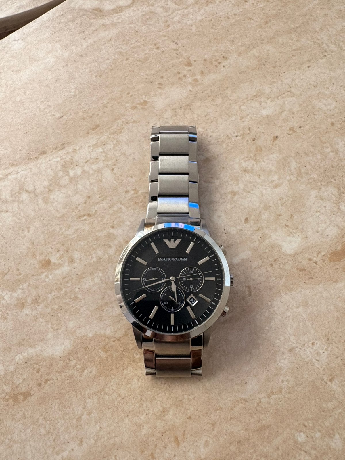 Emporio Armani Heren Horloge vaste prijs, Staal, Polshorloge, Zo goed als nieuw, Zilver