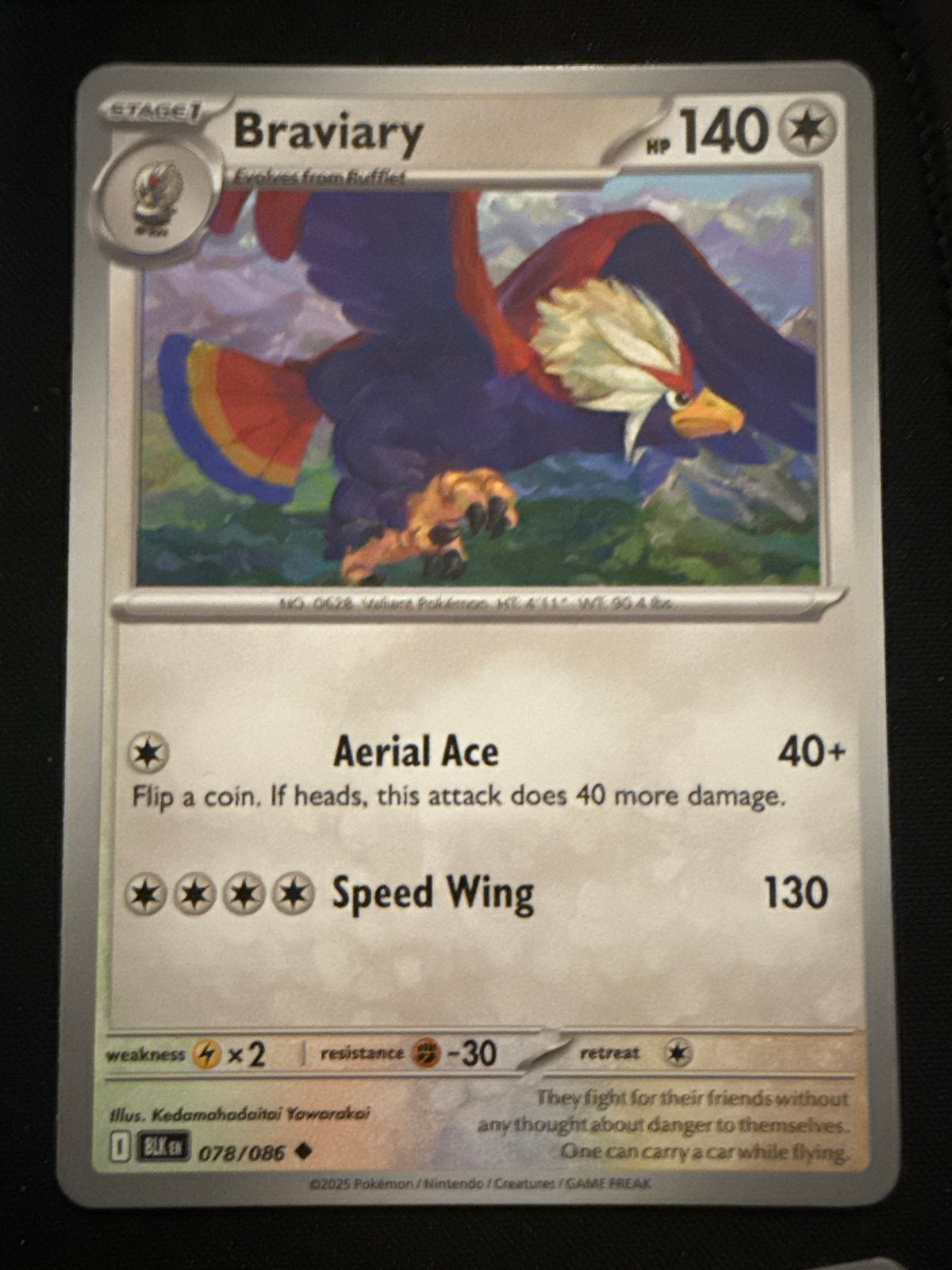 Braviary Pokémon Kaart - 078/086 - HP 140, Ophalen of Verzenden, Zo goed als nieuw, Losse kaart