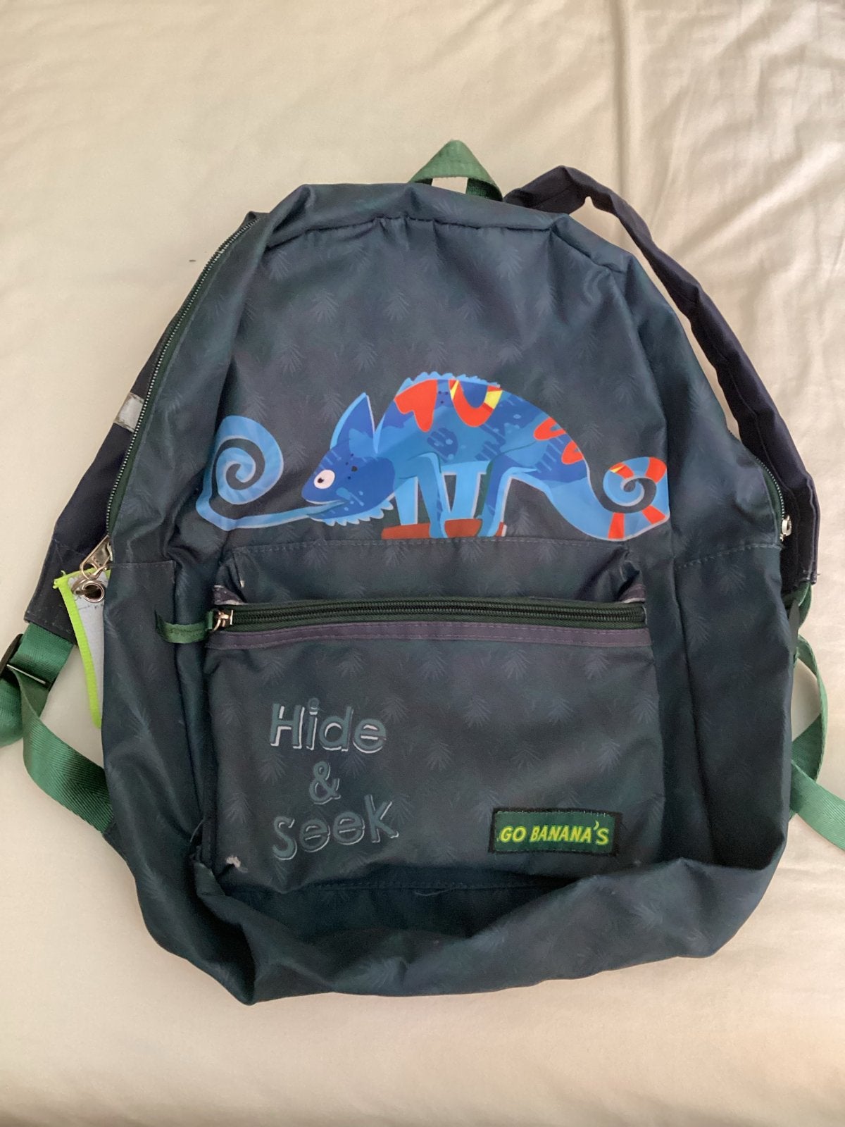Leuke rugzak met kameleon opdruk - Hide & Seek, Sieraden, Tassen en Uiterlijk, Overige merken, 25 tot 40 cm, Ophalen of Verzenden