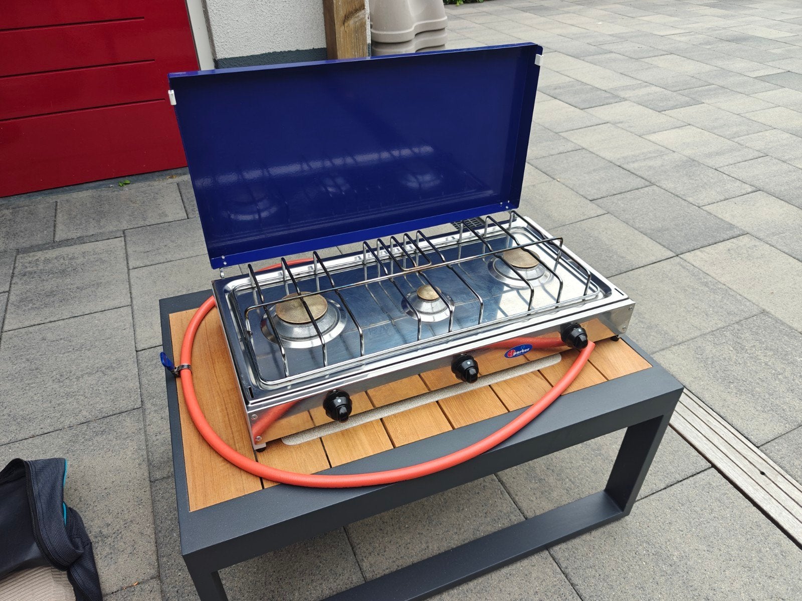 Parker 3-pits gasfornuis met draagtas - Ideaal voor camping, Caravans en Kamperen, Ophalen, Zo goed als nieuw