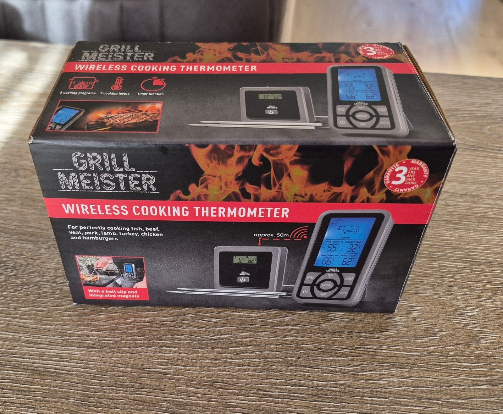 Grill Meister Draadloze BBQ-Thermometer voor Koken, Tuin en Terras, Ophalen of Verzenden, Nieuw