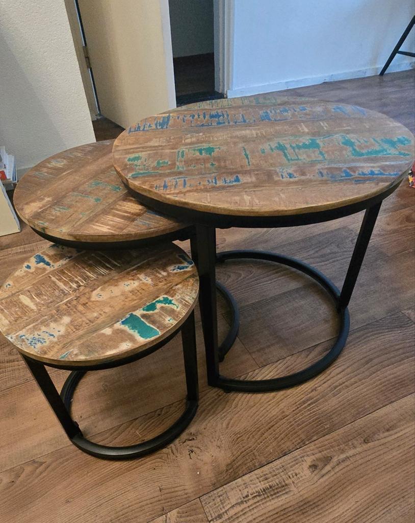 Bijzettafels van gerecycled hout.VidaXL, Ophalen of Verzenden, Rond, Minder dan 55 cm, 45 tot 60 cm