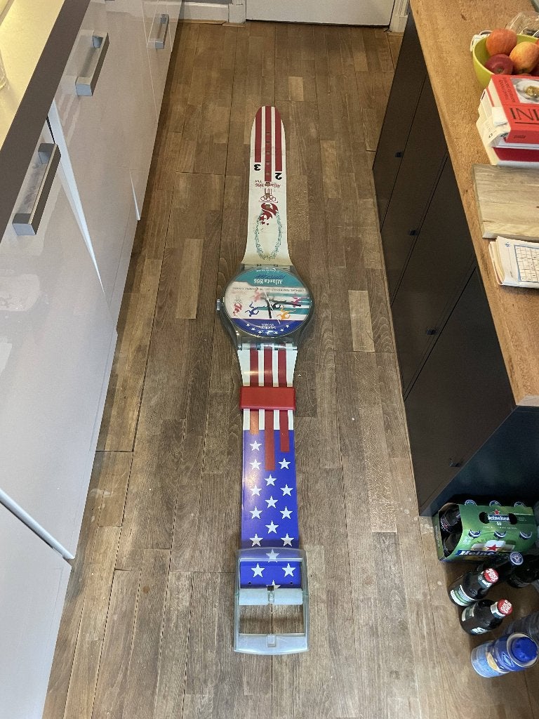 Zeldzame Swatch Maxi Vintage Wall Clock - Atlanta 1996, Ophalen, Analoog, Overige merken, Wandklok
