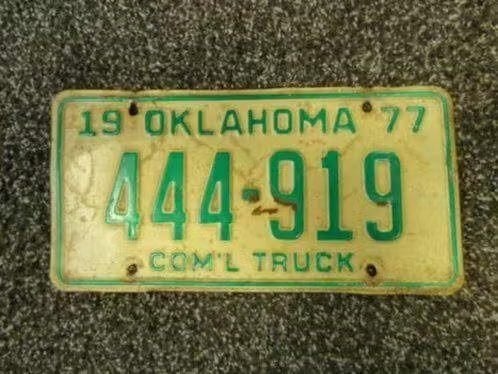 Kentekenplaat licenseplate Oklahoma 1977 USA, Verzenden, Gebruikt, Auto's