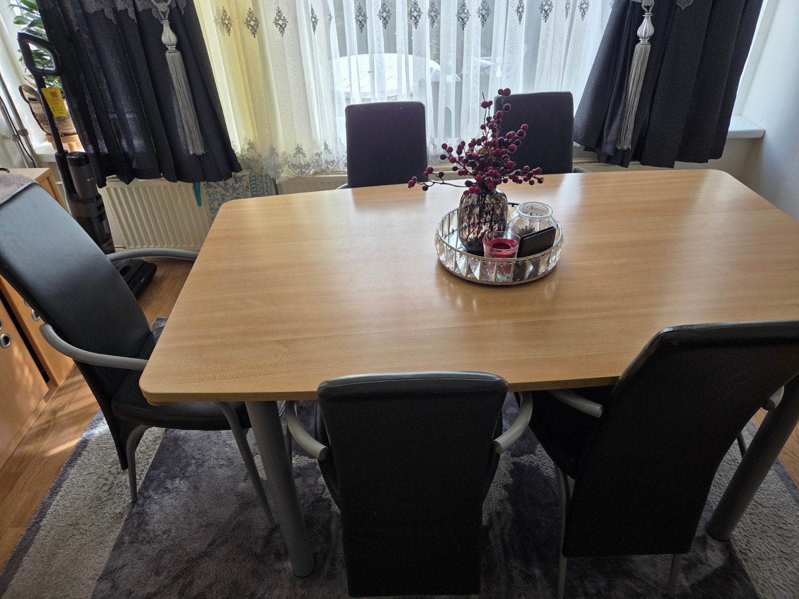 eetkamerstoelen, Ophalen of Verzenden, Gebruikt, Grijs, Leer
