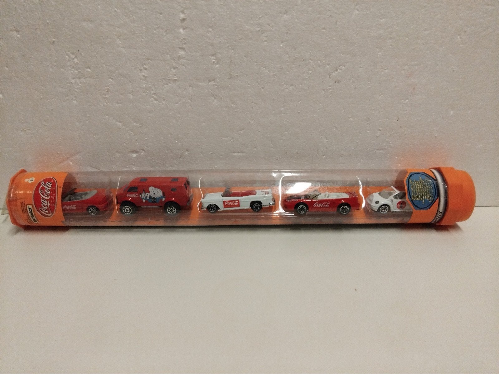 Coca Cola Matchbox toren Coffret 5 pcs Chevy Vw Ford MG, Ophalen of Verzenden, Zo goed als nieuw, Auto