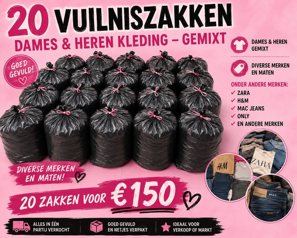 20 zakken dames- en herenkleding - Zo goed als nieuw!, Kleding | Dames, Overige Dameskleding, Zara, Ophalen, Zo goed als nieuw