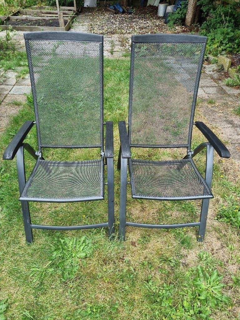 2 ijzeren  tuinstoelen, Ophalen, Gebruikt, Metaal