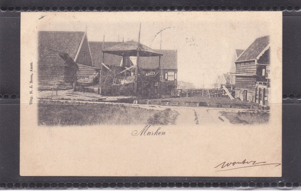 briefkaart Marken, Verzamelen, Ophalen of Verzenden, Voor 1920, Gelopen, Noord-Holland