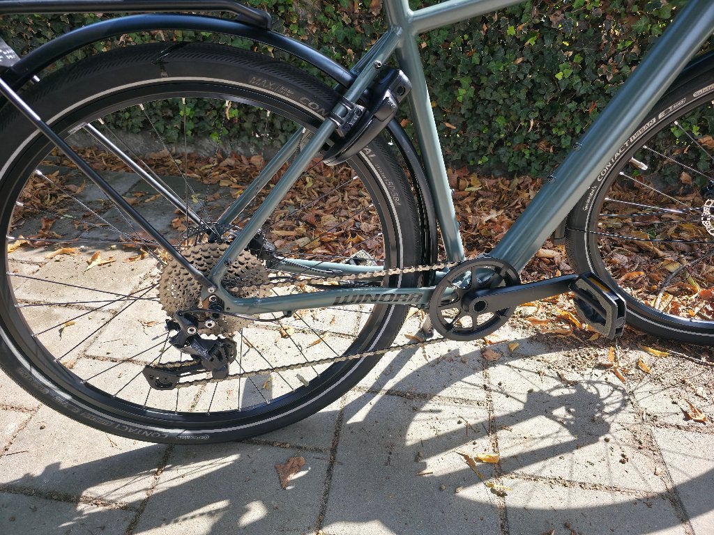 Winora E flitzer mtb elektrische fiets, Versnellingen, 49 tot 53 cm, Zo goed als nieuw, Schijfrem