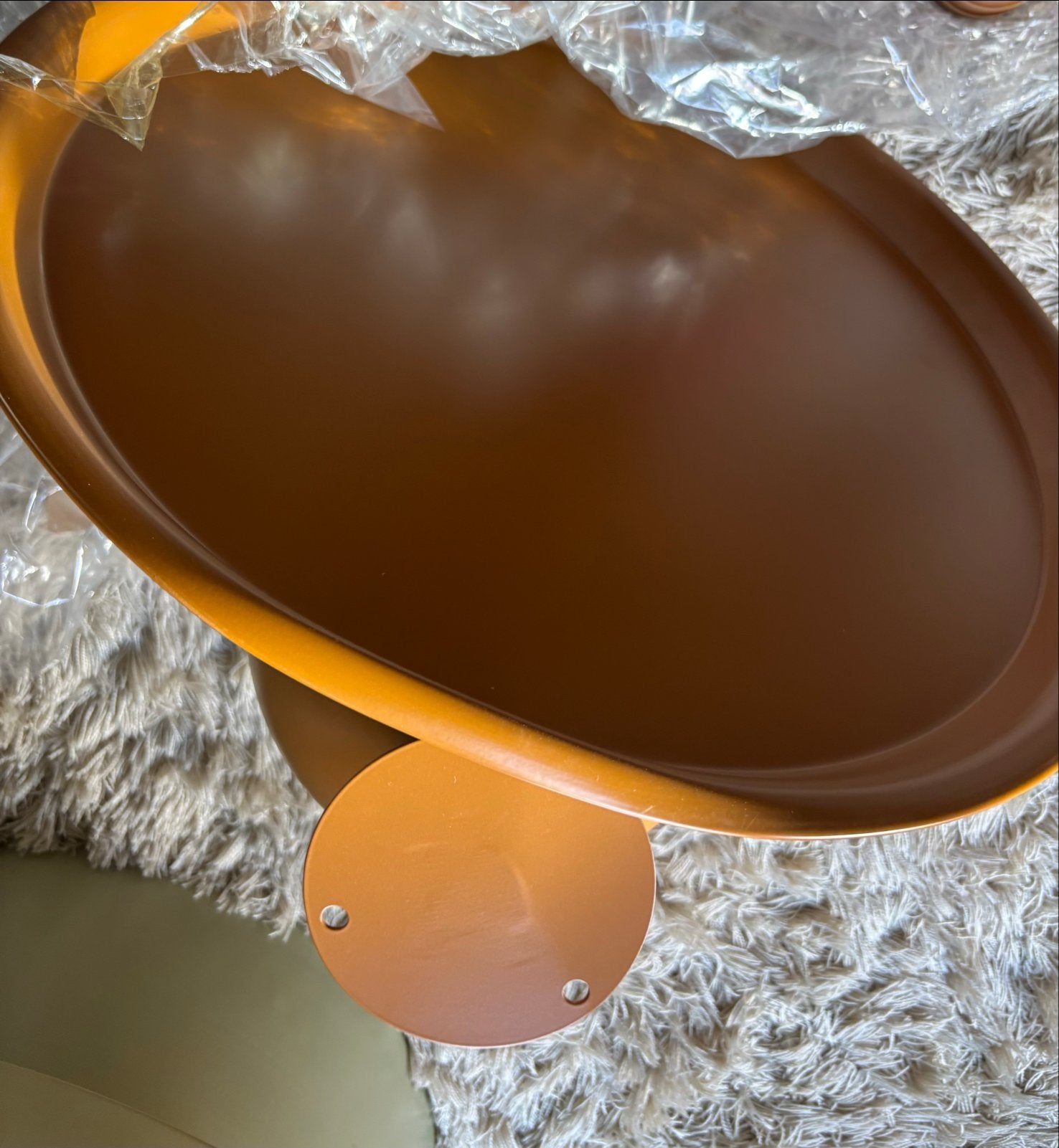 Xenos Bijzettafel Bas Rond Bruin - Nieuw met deuk, Ophalen, Minder dan 45 cm, Minder dan 55 cm, Metaal of Aluminium