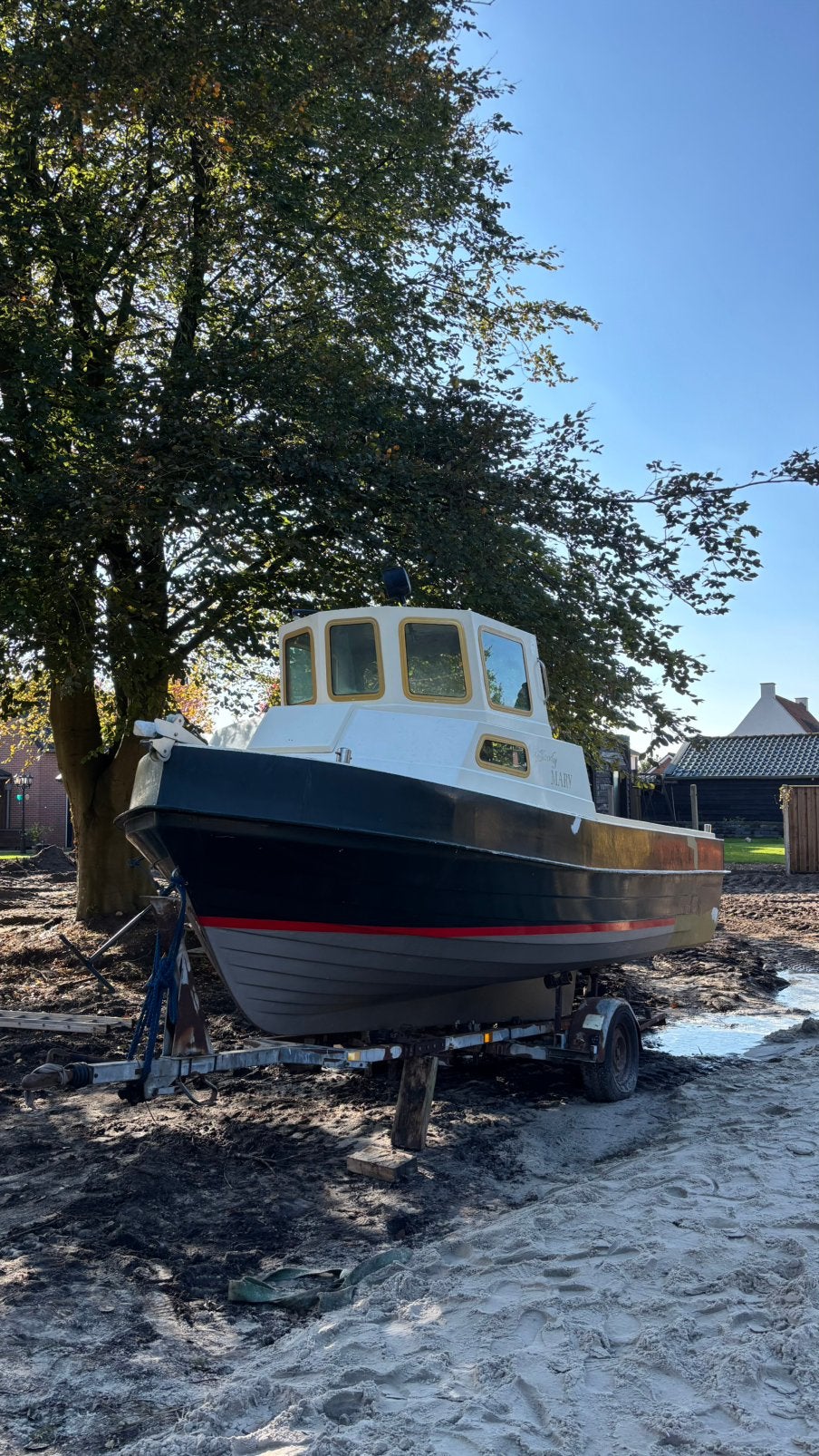 Polyester kajuitboot boot incl. trailer met Volvo motor, Ophalen, Gebruikt, Diesel, Trailer