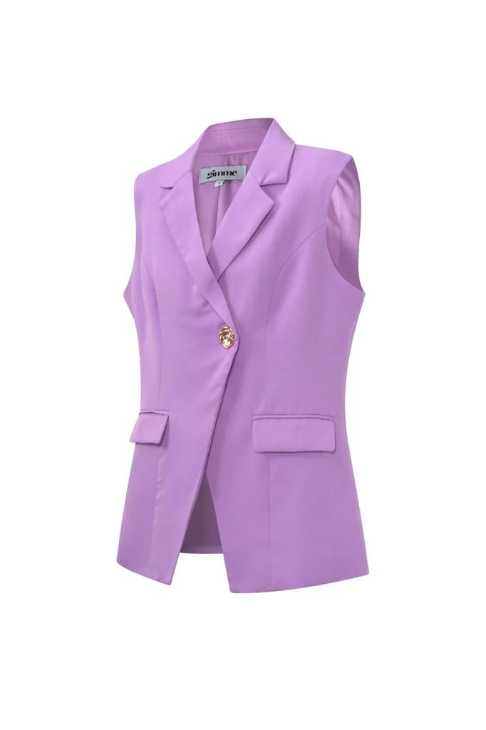 Lila mouwloze blazer met gouden knoop - Nieuw (S, M), Ophalen of Verzenden, Nieuw