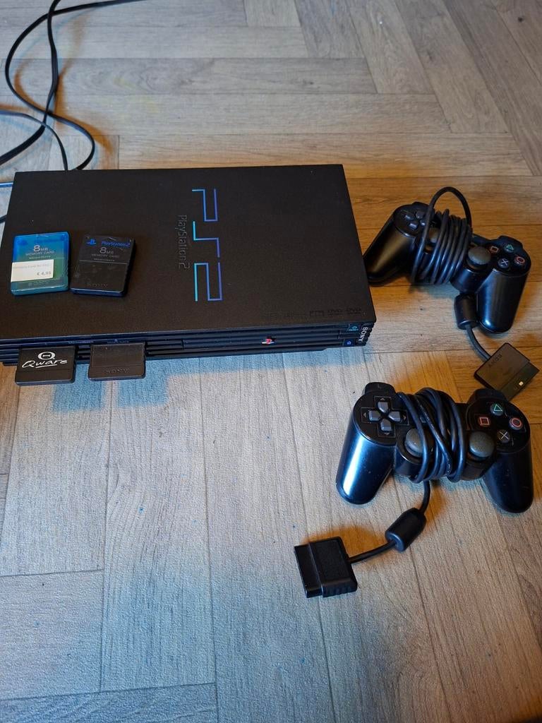 Playstation 2 met 2 controllers, Spelcomputers en Games, Spelcomputers | Sony PlayStation 2, Ophalen, Gebruikt, Met 2 controllers