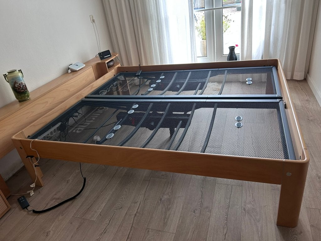 Tweepersoonsbed Auping Auronde 180x200 (beuken), Huis en Inrichting, Slaapkamer | Bedden, Ophalen, Bruin, Tweepersoons, Tijdloos