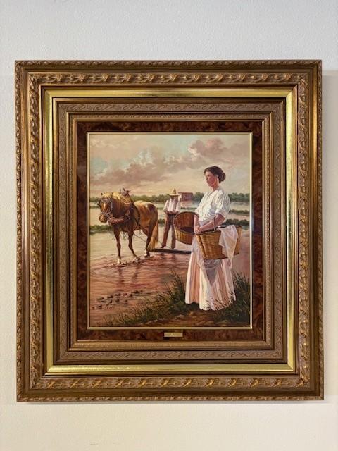 Familie met paard, Ophalen
