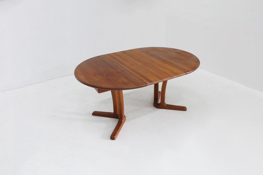 Vintage Dyrlund Vintage Deense ronde uitschuifbare eettafel, Huis en Inrichting, Tafels | Eettafels, Gebruikt, Ophalen of Verzenden