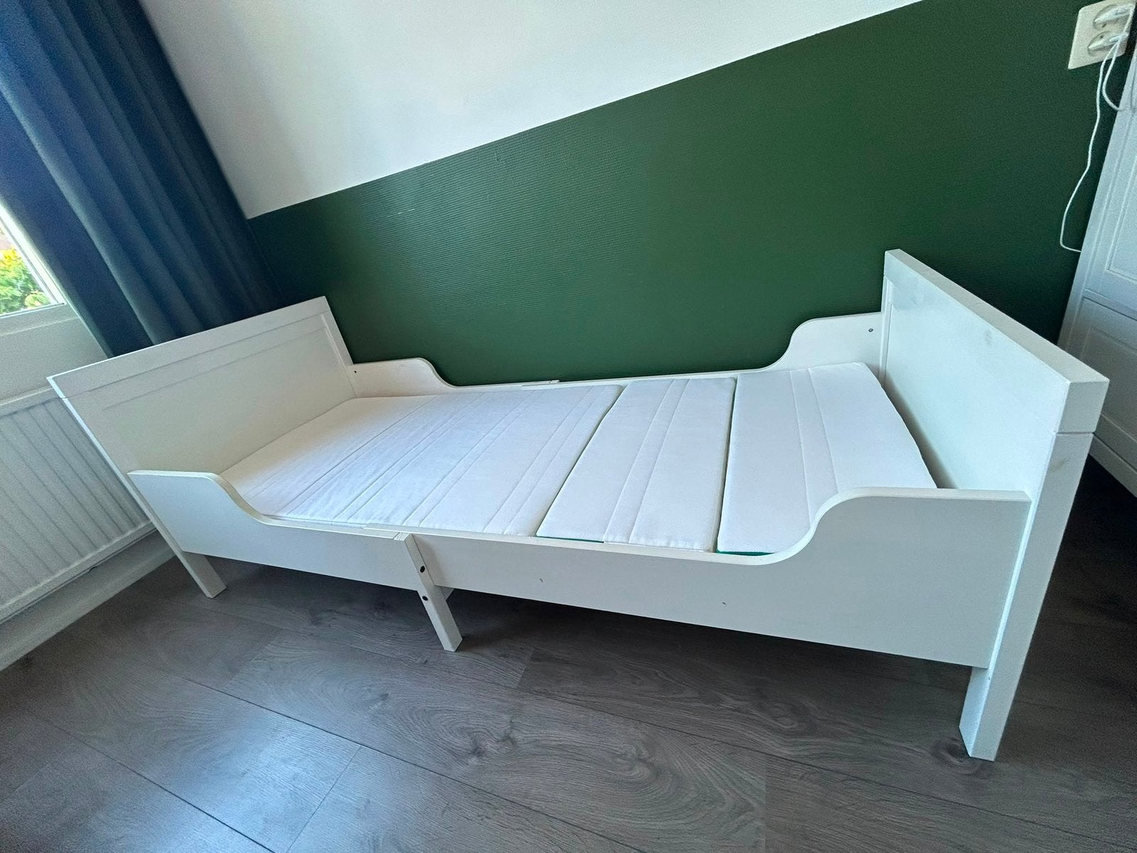 2x Sunvik (Ikea) meegroei bed met matras, Ophalen, Gebruikt, 70 tot 85 cm, Matras
