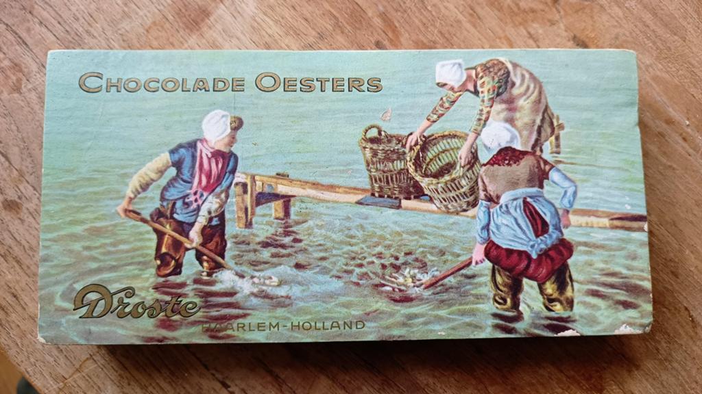Zeldzaam Antiek Droste Chocolade Oesters Doosje Haarlem 1950, Ophalen of Verzenden, Gebruikt, Verpakking
