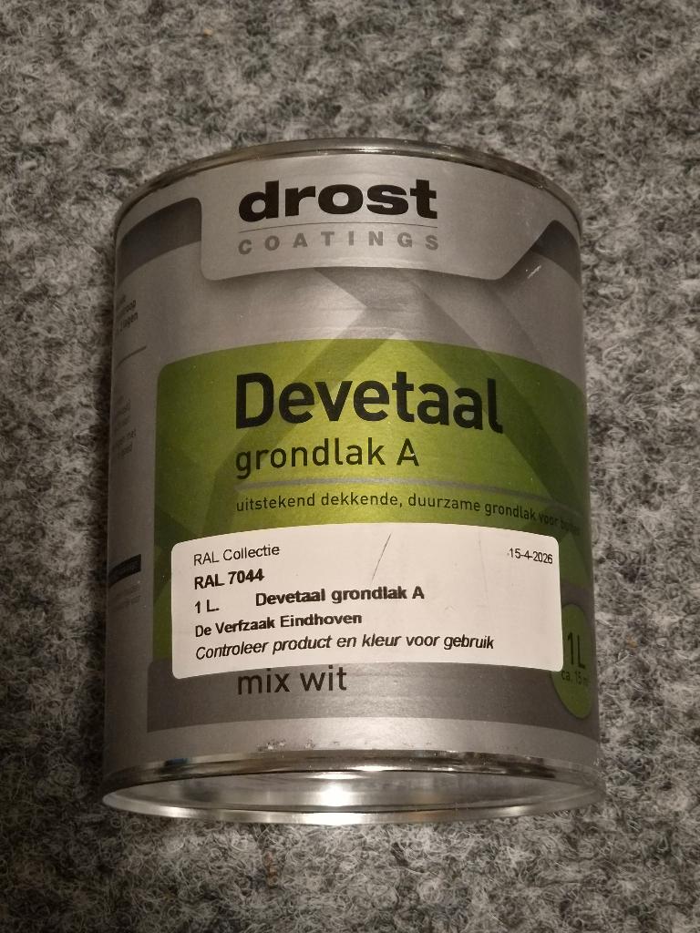 Drost Coatings Devetaal Grondlak A Ral 7044, Minder dan 5 liter, Ophalen of Verzenden, Nieuw, Lak