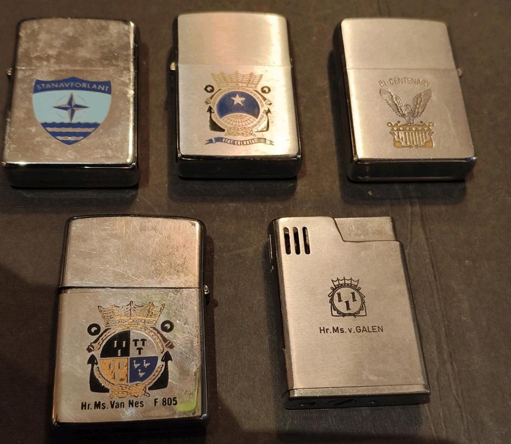 Zippo-aansteker 5 stuks hr. Ms. Van Nes, hr. Ms van galen, Ophalen of Verzenden, Aansteker