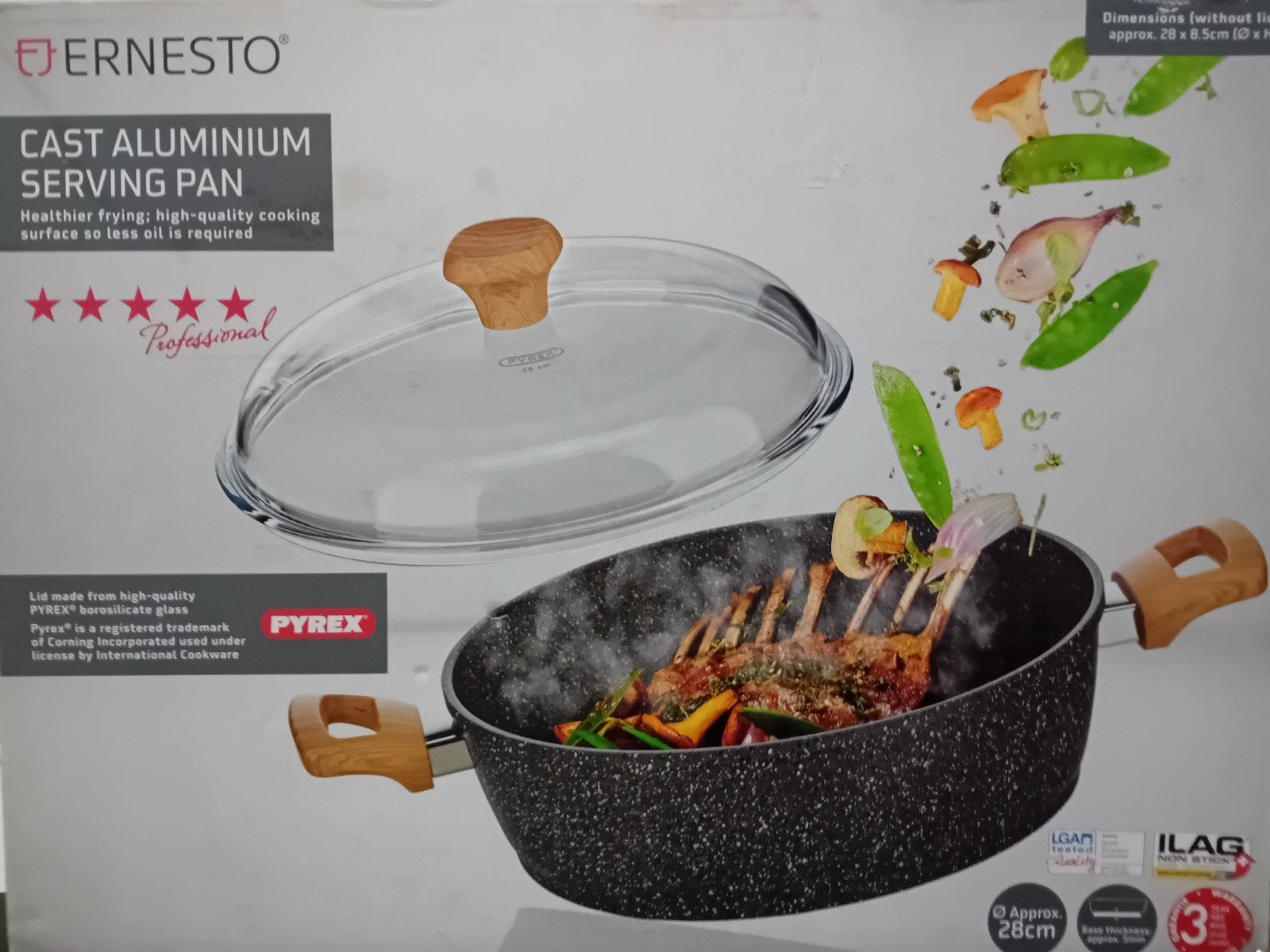 Koekenpan/Braadpan met glazen deksel.  Nieuw in doos!, Ophalen, Nieuw