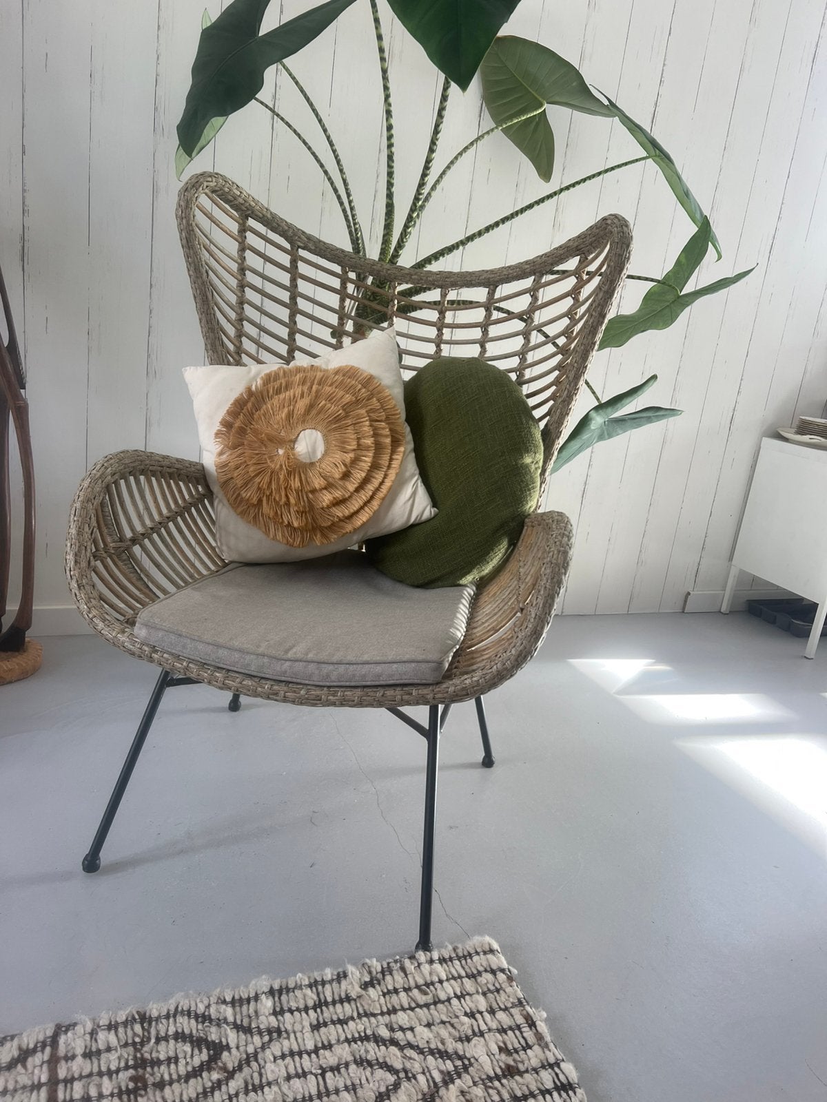 Vlinderstoel Karwei Bobbi natural, Huis en Inrichting, Ophalen, Zo goed als nieuw, Grijs, Eén