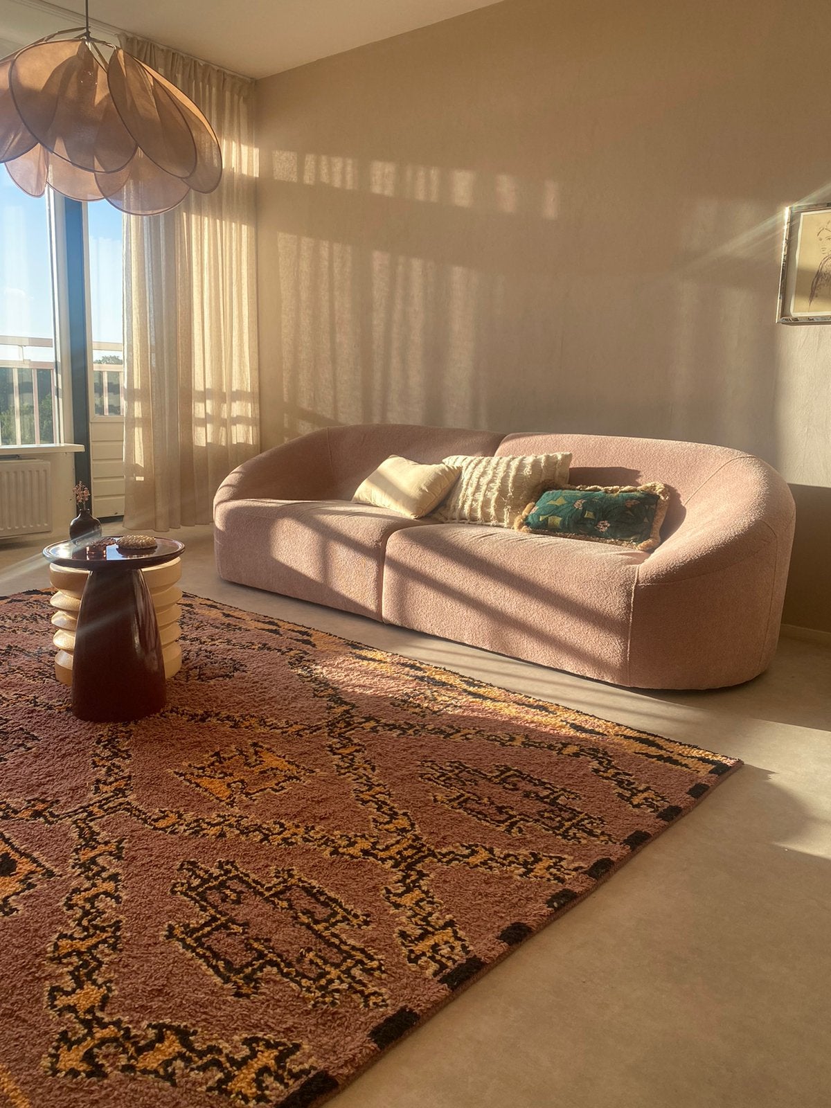 Mooie 3 zits roze bank van nous, Huis en Inrichting, Ophalen, Tweepersoons, 75 tot 100 cm, Zo goed als nieuw