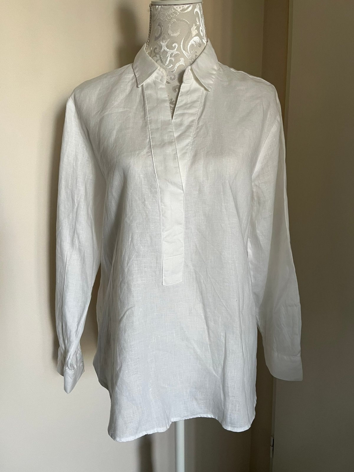 Witte linnen blouse (Esprit), Ophalen of Verzenden, Zo goed als nieuw, Maat 42/44 (L), Wit