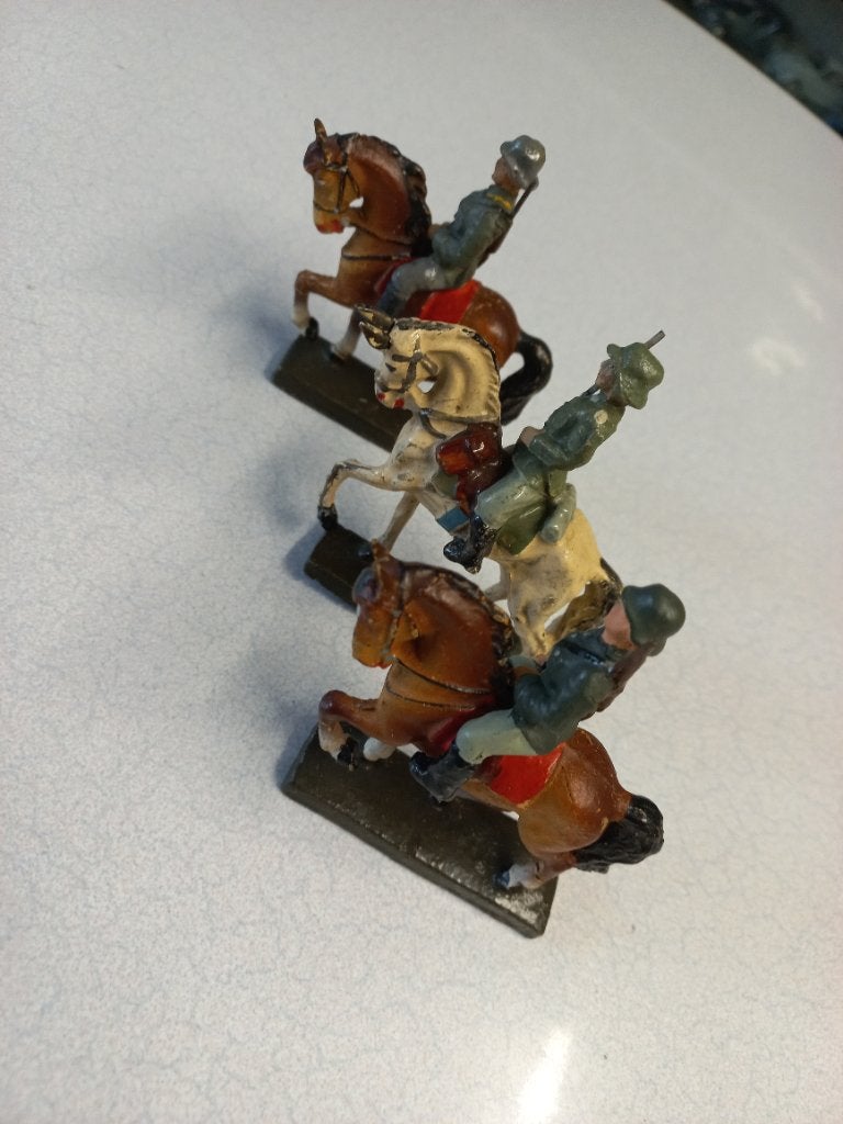 Lineol,gelijke, 3x paard met ruiter wehrmacht, Ophalen of Verzenden