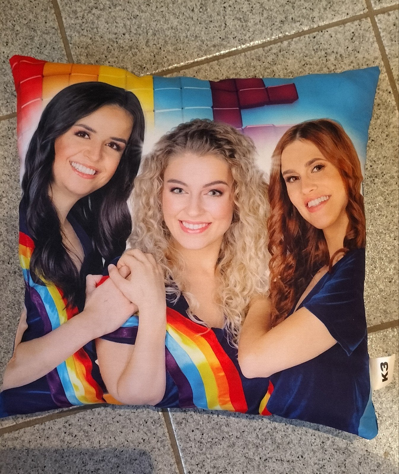 K3 Kussen - Zo goed als nieuw, Ophalen, Zo goed als nieuw, Blauw, Vierkant