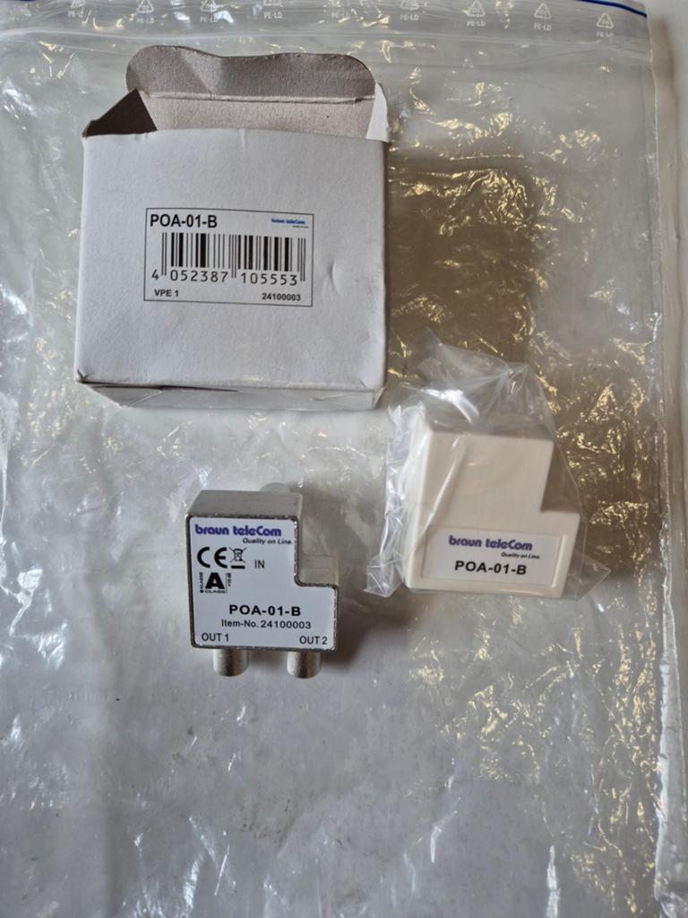 BTV 2 GHz Opdruk Verdeler 2x IEC / TV (POA 01-B), Ophalen of Verzenden, Nieuw, Coaxiale kabel