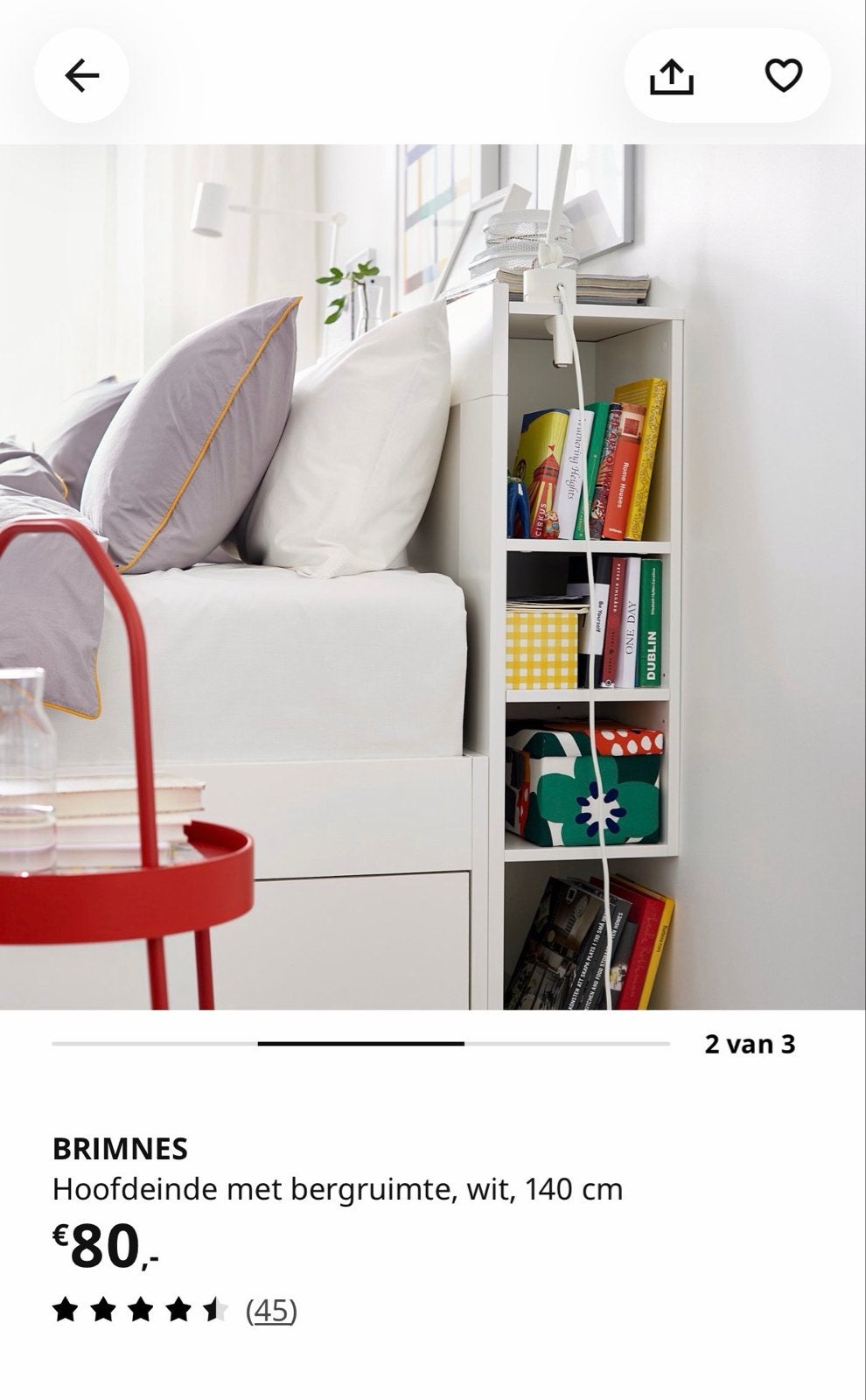IKEA Brimnes hoofdeinde met bergruimte, wit, 140 cm, Huis en Inrichting, Ophalen, Wit, 140 cm, Hout