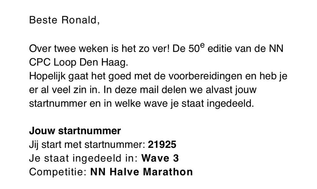 City pier city / cpc 21.1km halve marathon last minute!, Eén persoon, Maart