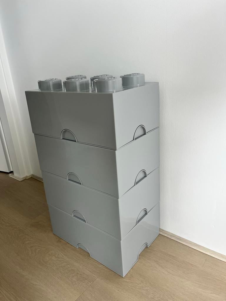 Lego opbergbakken - Grijs - Set van 4, Ophalen of Verzenden, Zo goed als nieuw, Overige merken