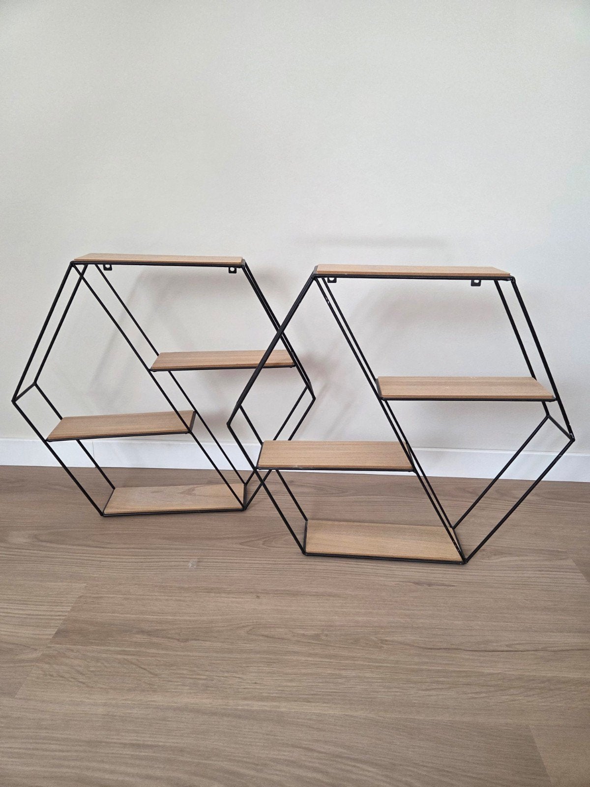 Set van 2 zeshoekige wandplanken - industrieel design, Ophalen of Verzenden