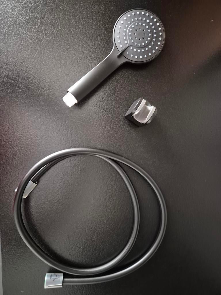 Nieuwe zwarte handdouche met doucheslang en houder, Doe-het-zelf en Verbouw, Sanitair, Ophalen of Verzenden, Nieuw, Douche