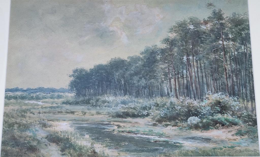 Johan Hendrik Doeleman (1848-1913) -  Ven bij bosrand, Antiek en Kunst, Ophalen of Verzenden