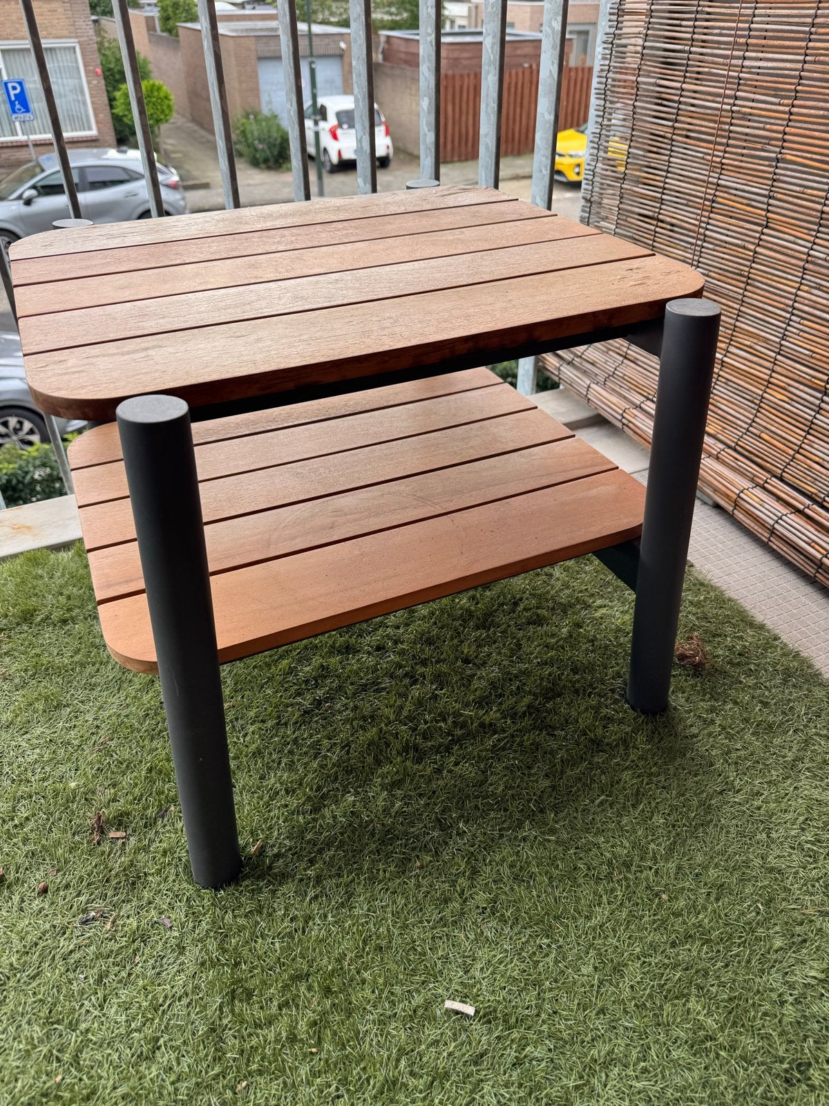 Buiten salontafel - Houten bijzettafel voor terras/balkon, Tuin en Terras, Ophalen, Gebruikt, Rechthoekig, Hout