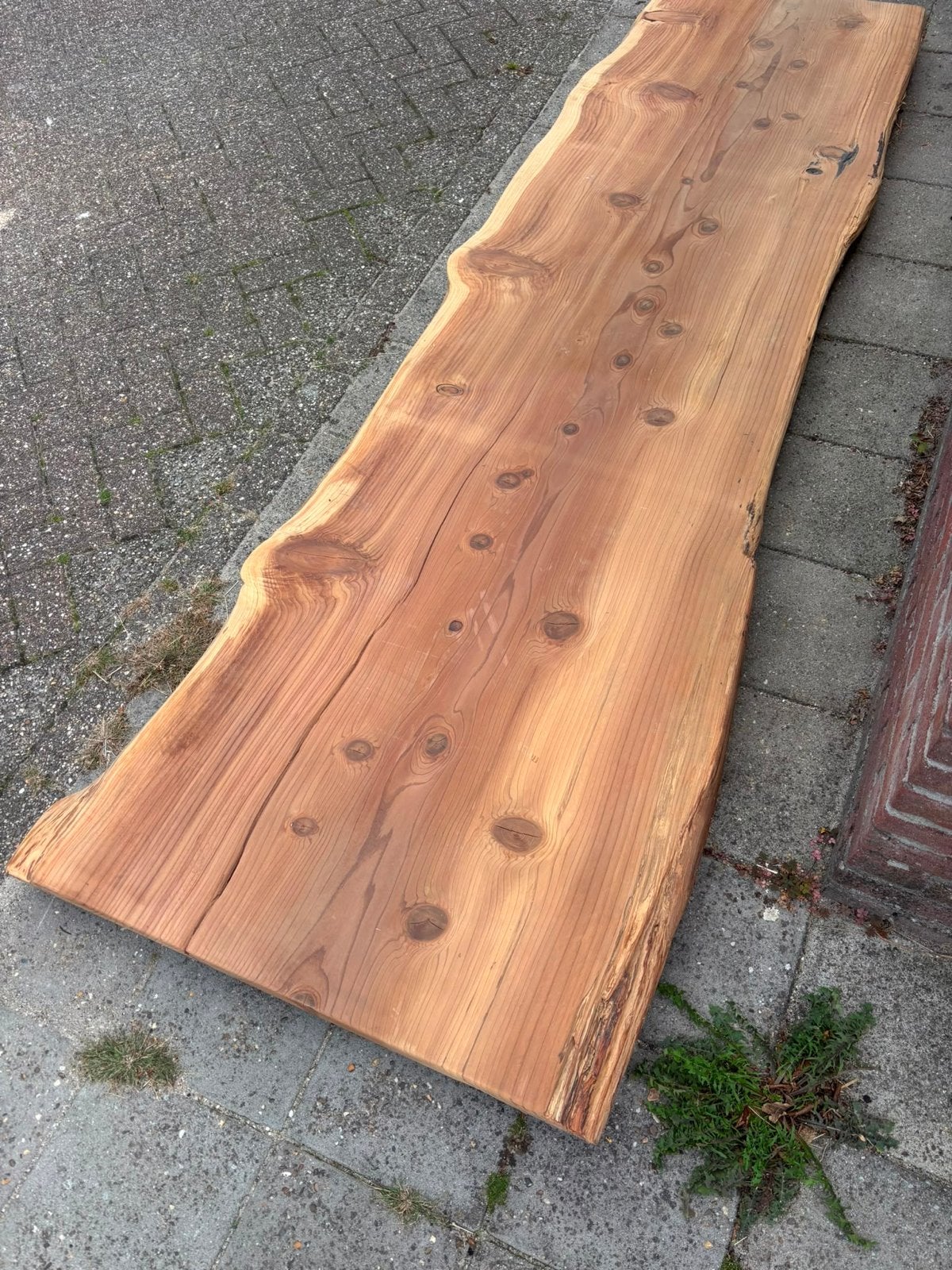 Tafelblad sequoia 288x80x5,5 cm met natuurlijke randen, Ophalen, Gebruikt, 250 tot 300 cm, Plank