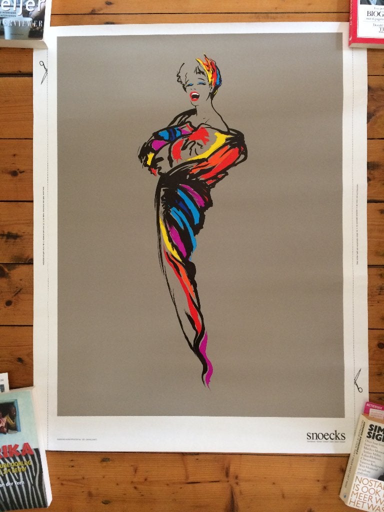 Snoecks kunstposter nr. 120 Cavalcanti jaren 80 vrouw grijs, Huis en Inrichting, Ophalen of Verzenden, Zo goed als nieuw, Foto of Poster