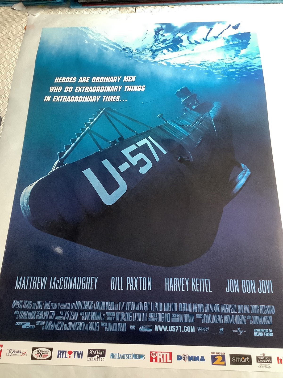 U-571     Filmposter    70-100 cm, Verzenden, Zo goed als nieuw, Deurposter of groter, Film en Tv